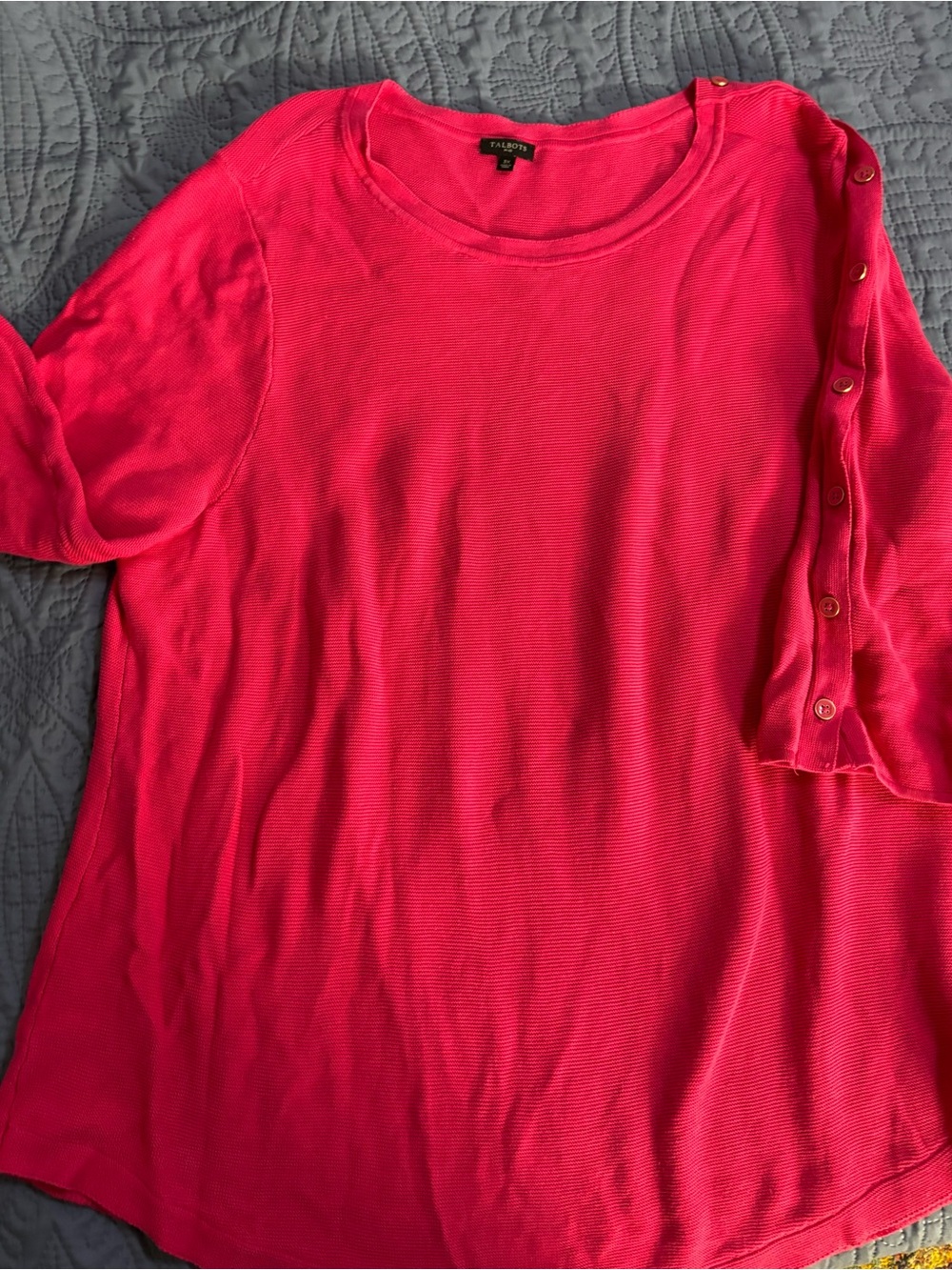 Talbots Bright Pink Button-Sleeve Knit Tunic